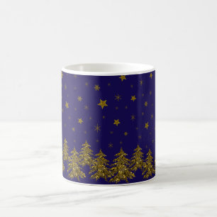 Funkelnd Weihnachtsbaum, Mond, Sterne Kaffeetasse