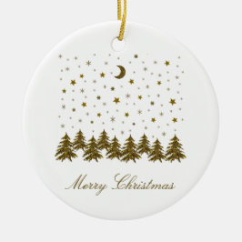 Funkelnd Weihnachtsbaum, Mond, Sterne Keramik Ornament