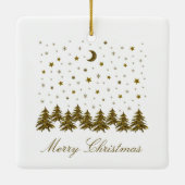 Funkelnd Weihnachtsbaum, Mond, Sterne Keramikornament (Rückseite)