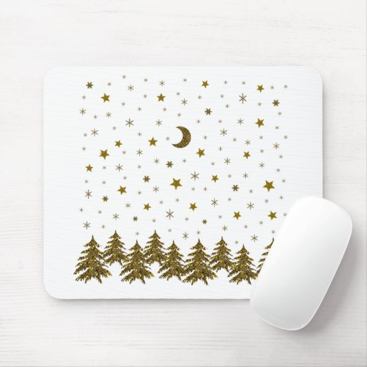Funkelnd Weihnachtsbaum, Mond, Sterne Mousepad (Mit Mouse)