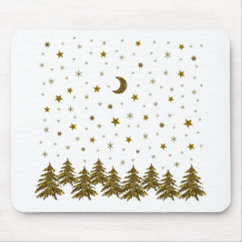 Funkelnd Weihnachtsbaum, Mond, Sterne Mousepad