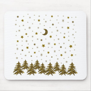 Funkelnd Weihnachtsbaum, Mond, Sterne Mousepad