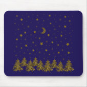 Funkelnd Weihnachtsbaum, Mond, Sterne Mousepad (Vorne)