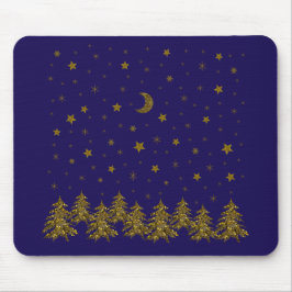 Funkelnd Weihnachtsbaum, Mond, Sterne Mousepad