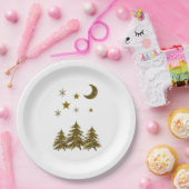 Funkelnd Weihnachtsbaum, Mond, Sterne Pappteller (Party)