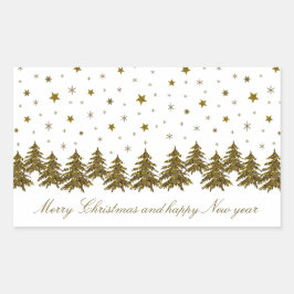 Funkelnd Weihnachtsbaum, Mond, Sterne Rechteckiger Aufkleber