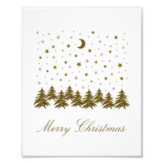 Funkelnd Weihnachtsbaum, Mond, Sterne Weihnachten Fotodruck (Vorne)