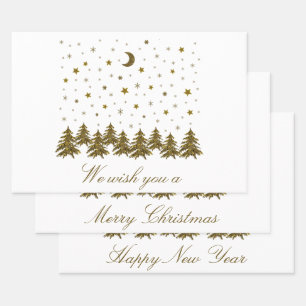 Funkelnd Weihnachtsbaum, Mond, Sterne Weihnachten Geschenkpapier Set