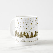Funkelnd Weihnachtsbaum, Mond, Sterne Weihnachten Kaffeetasse (Vorderseite Links)