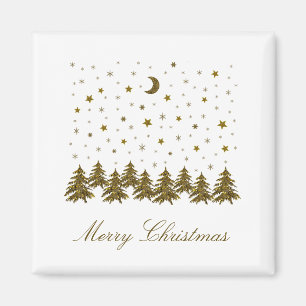Funkelnd Weihnachtsbaum, Mond, Sterne Weihnachten Magnet