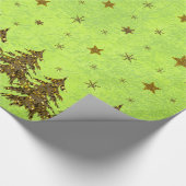 Funkelnd Weihnachtsbaum, Sterne auf abstraktem Pap Geschenkpapier (Ecke)