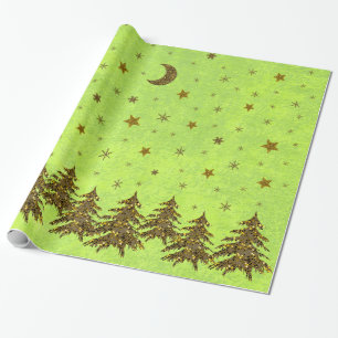 Funkelnd Weihnachtsbaum, Sterne auf abstraktem Pap Geschenkpapier