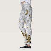 Funkelnd Weihnachtsbaum, Sterne auf abstraktem Pap Leggings (Links)