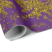 Funkelnd Weihnachtsbaum, Sterne, Schnee auf lila Geschenkpapier (Rolleneckpunkt)