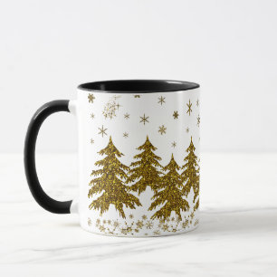 Funkelnd Weihnachtsbaum, Sterne, Schnee Tasse