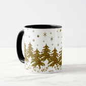 Funkelnd Weihnachtsbaum, Sterne, Schnee Tasse (Vorderseite Links)