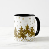 Funkelnd Weihnachtsbaum, Sterne, Schnee Tasse (VorderseiteRechts)