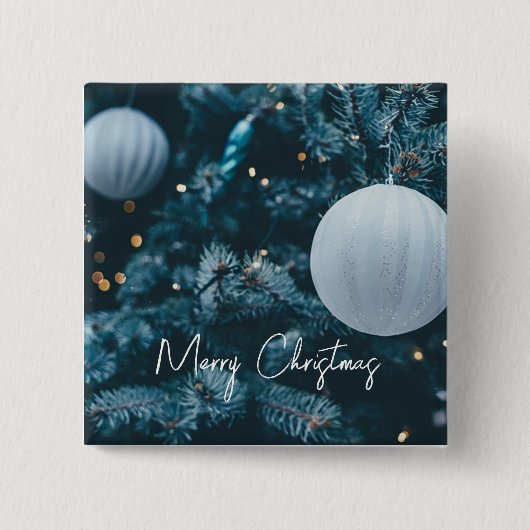 Funkelnd Weihnachtsbaum und Weihnachtsbälle Button (Vorderseite)