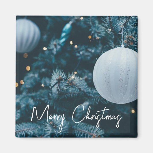 Funkelnd Weihnachtsbaum und Weihnachtsbälle Magnet (Vorne)