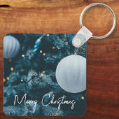 Funkelnd Weihnachtsbaum und Weihnachtsbälle Schlüsselanhänger (Rückseite)
