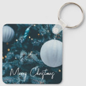 Funkelnd Weihnachtsbaum und Weihnachtsbälle Schlüsselanhänger (Rückseite)