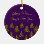 Funkelnd Weihnachtsbaum zu lila Weihnachten Keramik Ornament (Vorne)