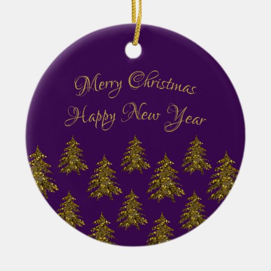 Funkelnd Weihnachtsbaum zu lila Weihnachten Keramik Ornament (Vorne)