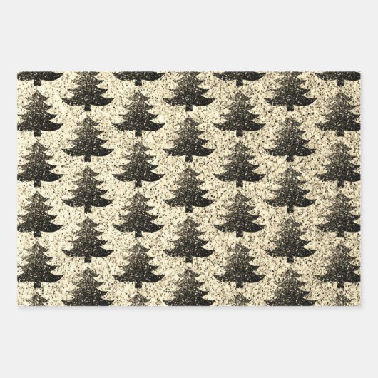 Funkelnd Weihnachtsbaumgold Geschenkpapier Set (Vorderseite 3)