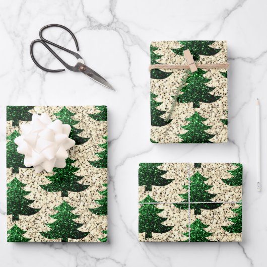 Funkelnd Weihnachtsbaumgold Geschenkpapier Set (Vorderseite)