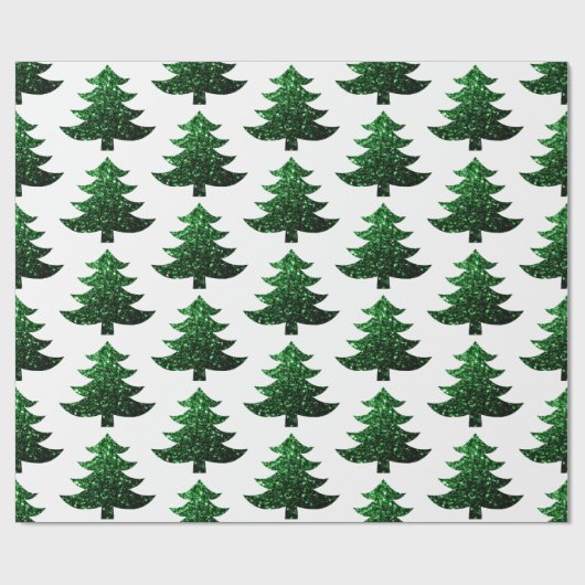Funkelnd Weihnachtsbaumgrün Geschenkpapier (Flach)