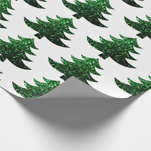 Funkelnd Weihnachtsbaumgrün Geschenkpapier (Ecke)