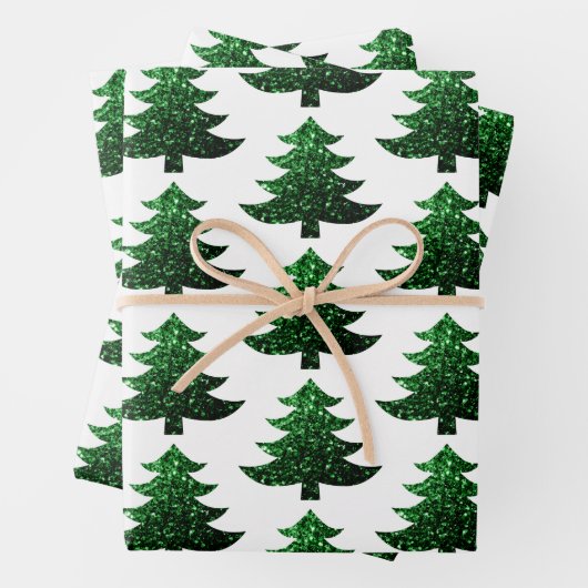Funkelnd Weihnachtsbaumgrün Geschenkpapier Set (Beispiel)