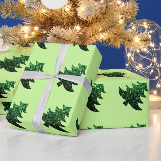 Funkelnd Weihnachtsbaumgrün Glitzern Light Green Geschenkpapier (Feiertage)