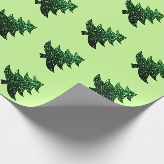 Funkelnd Weihnachtsbaumgrün Glitzern Light Green Geschenkpapier (Ecke)