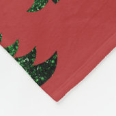 Funkelnd Weihnachtsbaumgrün Glitzern Monogram Fleecedecke (Ecke)