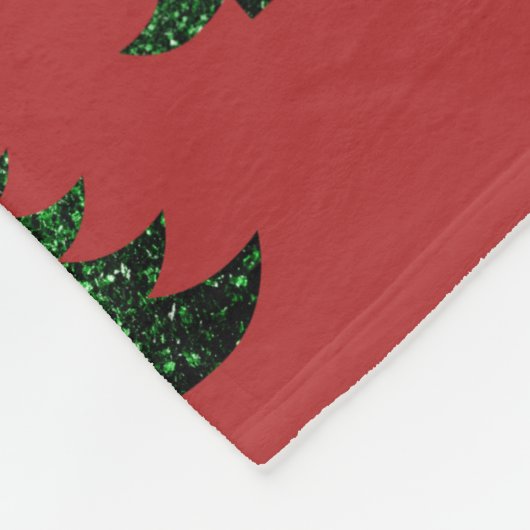 Funkelnd Weihnachtsbaumgrün Glitzern Monogram Fleecedecke (Ecke)