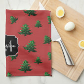 Funkelnd Weihnachtsbaumgrün Glitzern Monogram Geschirrtuch (Viertel Falte)