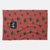 Funkelnd Weihnachtsbaumgrün Glitzern Monogram Geschirrtuch (Horizontal)