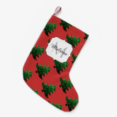Funkelnd Weihnachtsbaumgrün Glitzern Monogram Kleiner Weihnachtsstrumpf (Vorderansicht (hängend))