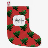 Funkelnd Weihnachtsbaumgrün Glitzern Monogram Kleiner Weihnachtsstrumpf (Vorderseite)