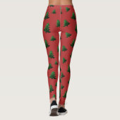 Funkelnd Weihnachtsbaumgrün-Glitzern rotes Muster Leggings (Rückseite)