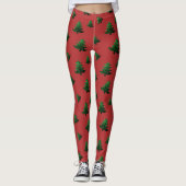 Funkelnd Weihnachtsbaumgrün-Glitzern rotes Muster Leggings (Vorderseite)