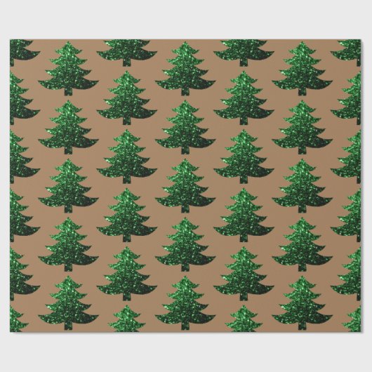 Funkelnd Weihnachtsbaumgrün hellbraun Geschenkpapier (Flach)