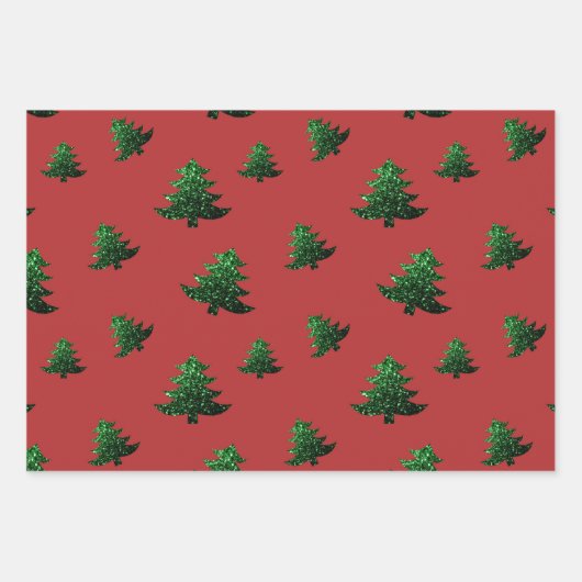 Funkelnd Weihnachtsbaummuster in Glitzern Geschenkpapier Set (Vorderseite 2)