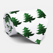 Funkelnd Weihnachtsbaumstruktur grün und weiß Krawatte (Gerollt)