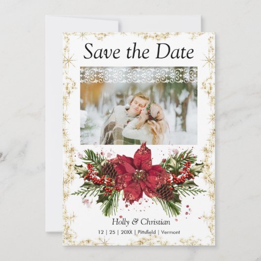 Funkelnd Weihnachtskarten Save the Date Hochzeitsk (Vorderseite)