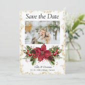 Funkelnd Weihnachtskarten Save the Date Hochzeitsk (Stehend Vorderseite)