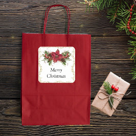 Funkelnd Weihnachtskleber Quadratischer Aufkleber