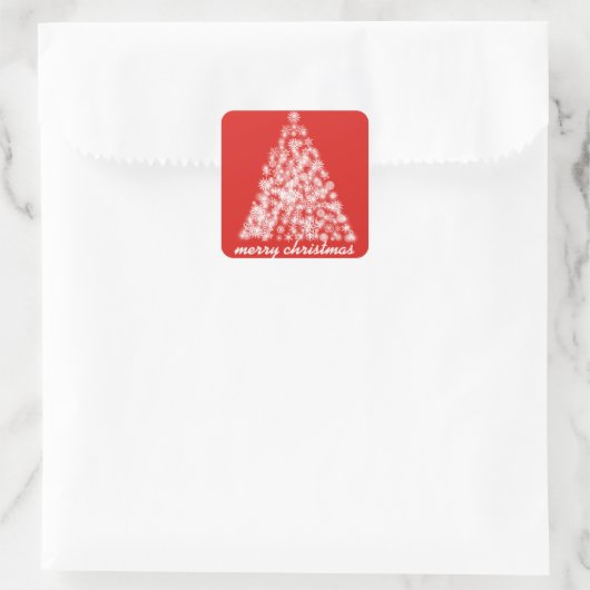 Funkelnd Weihnachtsschneeflockenbaum Quadratischer Aufkleber (Tasche)