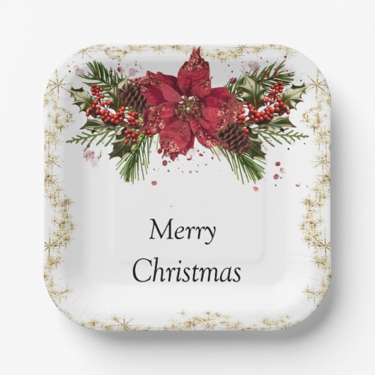 Funkelnd Weihnachtszeitung-Teller Pappteller (Vorderseite)